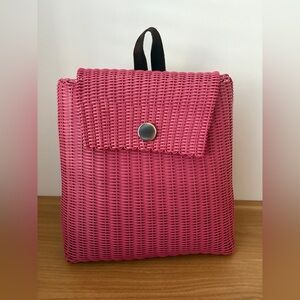 Pink Recycled Plastic Woven Backpack